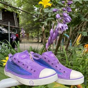 Ugh Laela Violet Lavender Purple Sequin Sneakers W-9 Pre-Owned